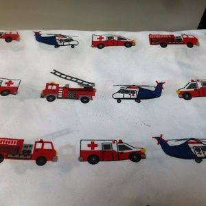 Emergency vehicles twin flat bed sheet reds blues